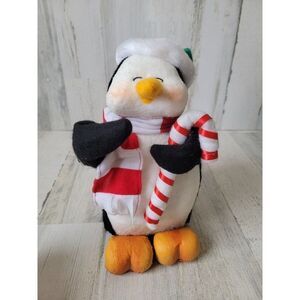 Felt penguin candy cane green hat Bell Xmas decor
